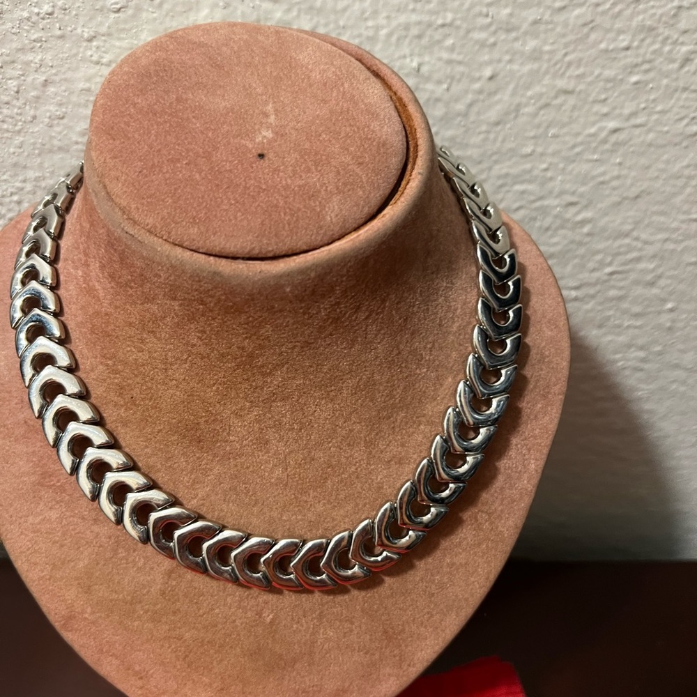 Set of silver color (heavy) necklace and bracelet